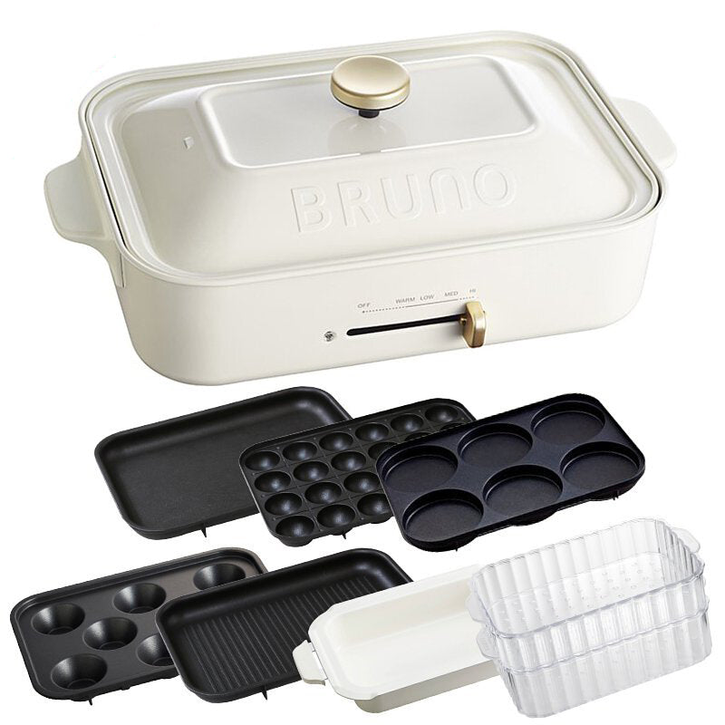 BRUNO 多功能電熱鍋（220V / 英規三腳）連 7 款烤盤 - 白色